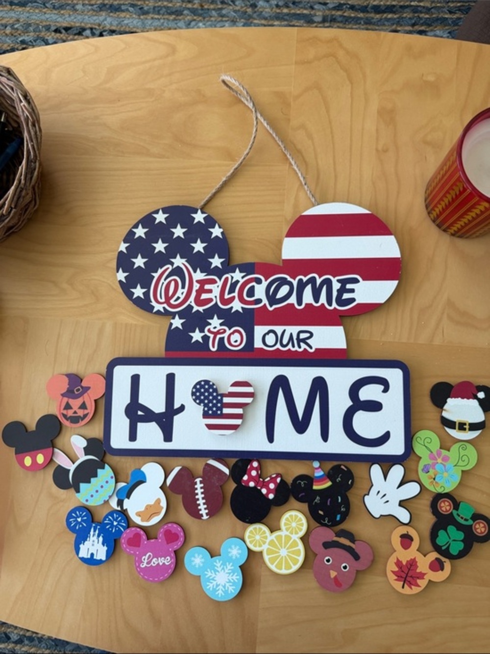 Patriotic Mickey Ear Home Wall Sign with Swappable Mickey Clips